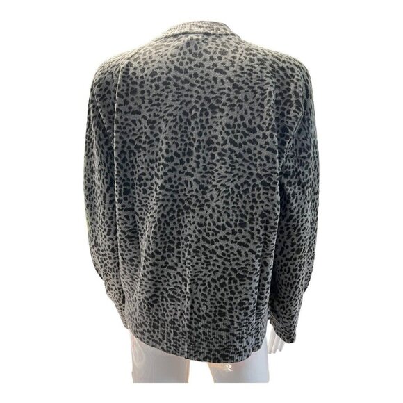 MONROW Women Mini Leopard Mock Neck L/S Sweater~Size M~Black/Gray Cashmere L7 14 - Picture 4 of 8